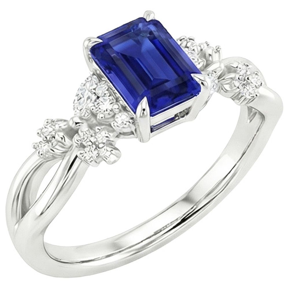naturel round saphir 4carats bague angle de côté