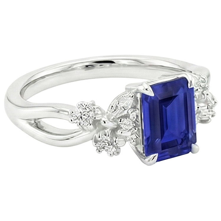 naturel round saphir 4carats bague vue de dessus