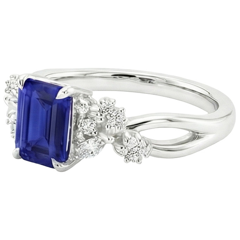 naturel round saphir 4carats bague vue de profil
