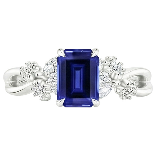 naturel round saphir 4carats bague sur blanc