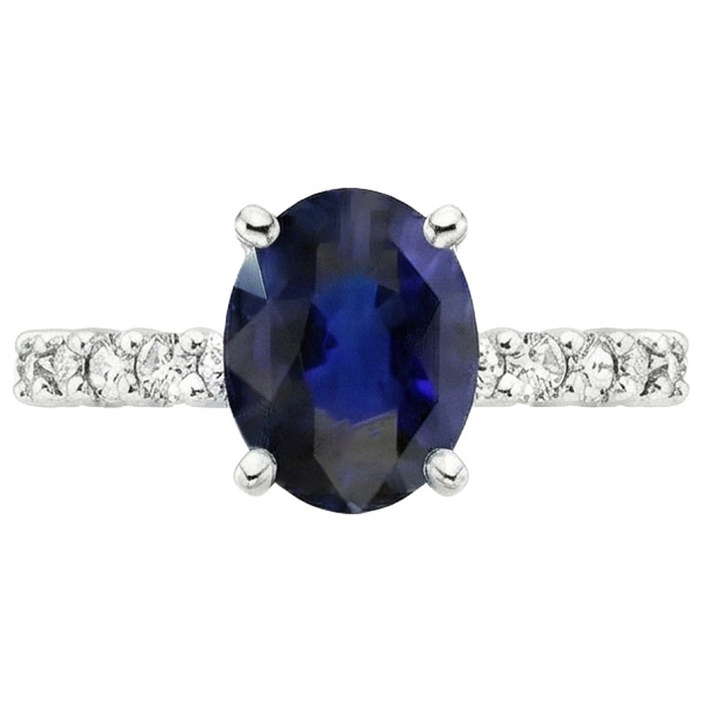 naturel round saphir 5carats bague vue de dessus