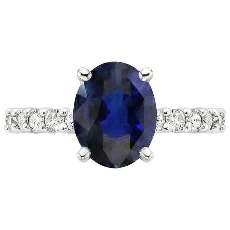 naturel round saphir 5carats bague vue de dessus