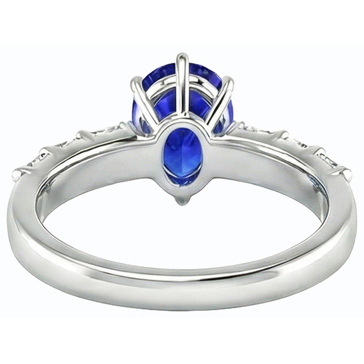 Bague Solitaire Emeraude Accents Diamants Saphir Bleu 2.50 Carats