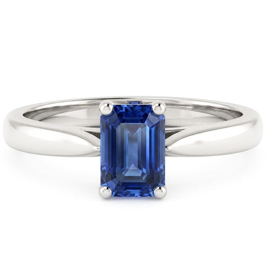 Bague Solitaire Émeraude Ceylan Saphir 1 Carat Tige Conique Bijoux
