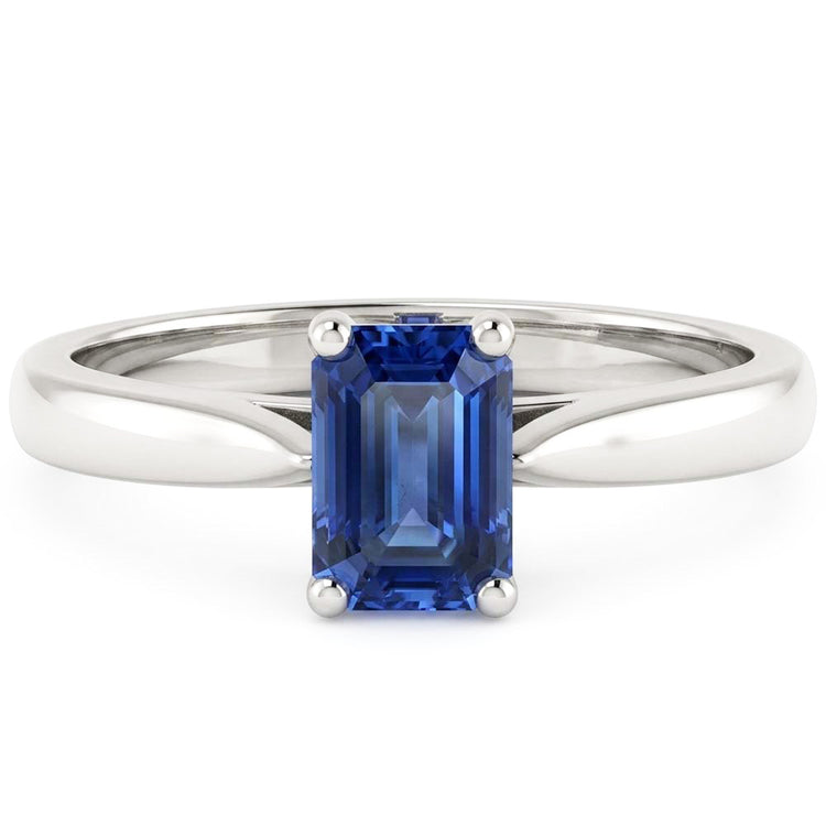Bague Solitaire Émeraude Ceylan Saphir 1 Carat Tige Conique Bijoux
