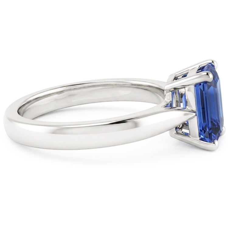 Bague Solitaire Émeraude Ceylan Saphir 1 Carat Tige Conique Bijoux