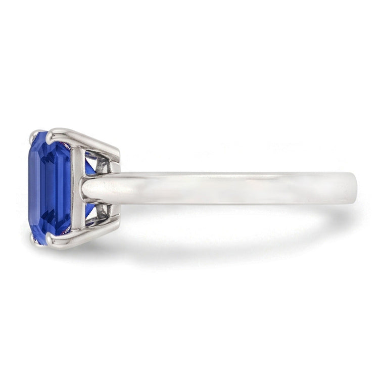 Bague Solitaire Emeraude Saphir Bleu Naturel 2 Carats Sertie De Griffes