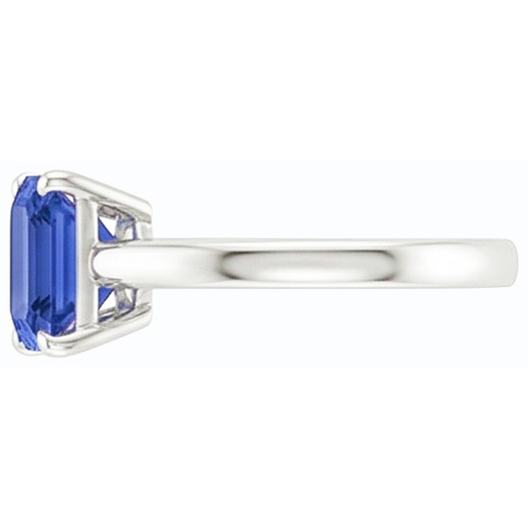 Bague Solitaire Emeraude Saphir Bleu Naturel 2 Carats Sertie De Griffes