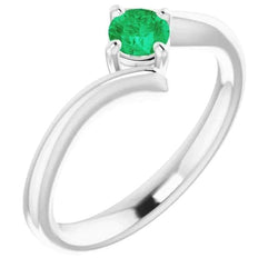 Bague Solitaire Émeraude Vert Twist Style 1.25 Carats Or Blanc