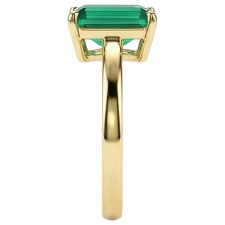 Bague Solitaire Émeraude Verte 3 Carats Or Jaune 14K Bijoux Pierres Précieuses