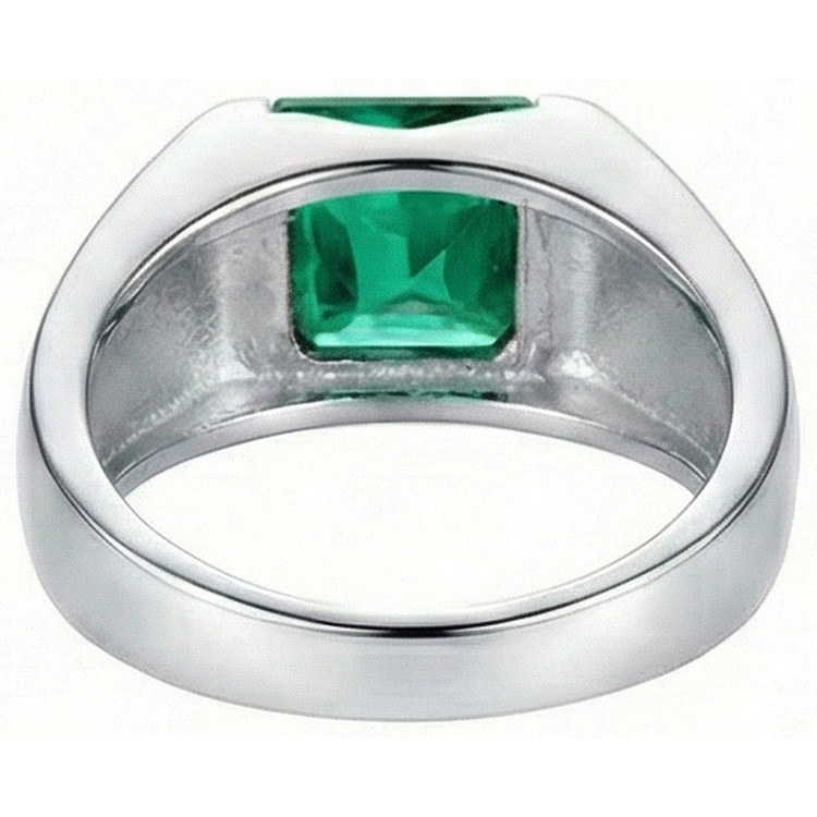 Bague Solitaire Émeraude Verte 4.50 Carats Or Blanc 14K Nouveau