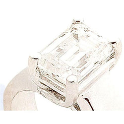 Bague Solitaire En Naturel Diamant Emeraude 0,50 Carats D'Or Blanc 14K