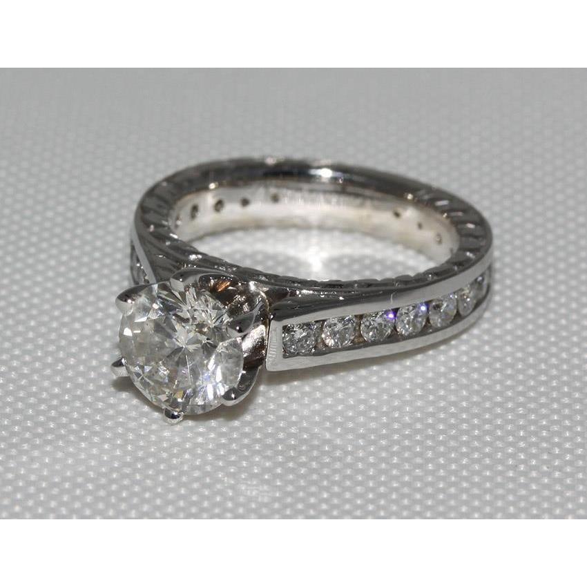 Bague Solitaire En Naturel Diamant Etincelant De 2.75 Carats Avec Accents