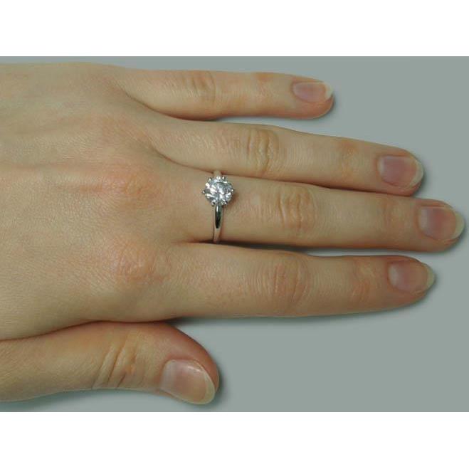 Bague Solitaire En Naturel Diamant Pour Femme De Forme Ronde 1.57 Ct. Or Blanc