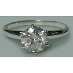 Bague Solitaire En Naturel Diamant Pour Femme De Forme Ronde 1.57 Ct. Or Blanc