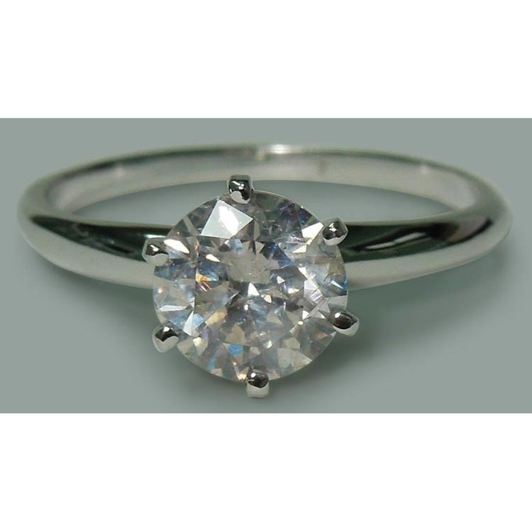 Bague Solitaire En Naturel Diamant Pour Femme De Forme Ronde 1.57 Ct. Or Blanc