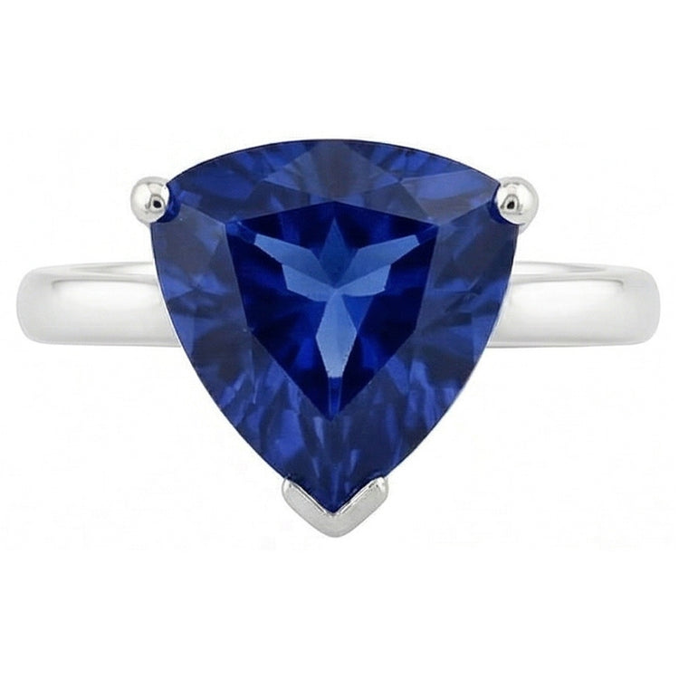 Bague Solitaire En Pierres Précieuses Taillées En Trillion