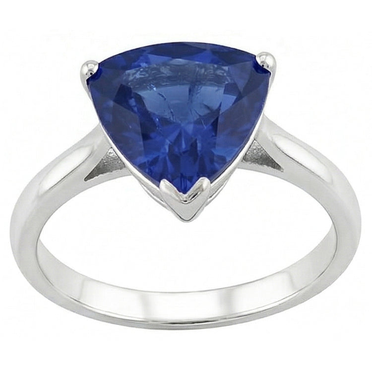 Bague Solitaire En Pierres Précieuses Taillées En Trillion