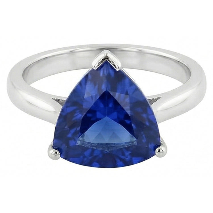 Bague Solitaire En Pierres Précieuses Taillées En Trillion