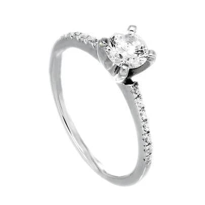 Bague Solitaire En Réel Diamant Taille Brillant De 1.40 Ct Avec Accents