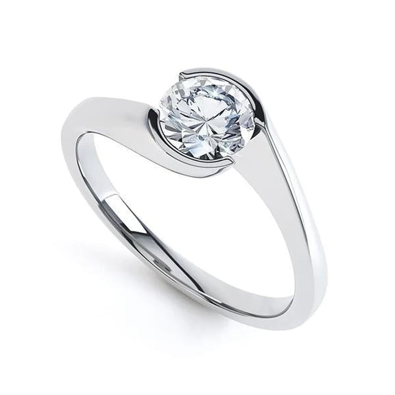 Bague Solitaire En Réel Diamants Etincelants Taille Brillant De 1.60 Ct Sertie Clos