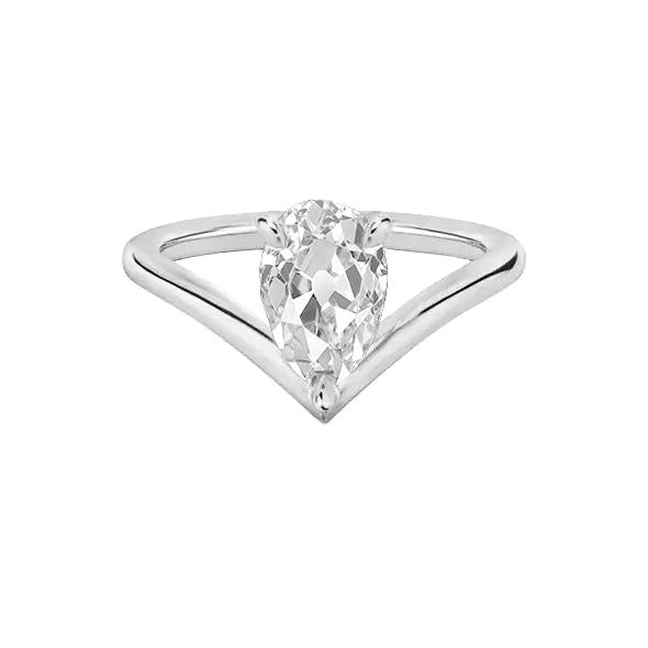 Bague Solitaire Enhancer Old Cut Poire Réel Diamant 1.50 Carats Or 14K