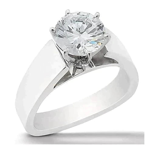 Bague Solitaire Euro Shank à Large Bande Réel Diamant