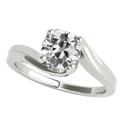 Bague Solitaire Femme Ancienne Mine Cut Réel Diamant Tension Style 1.50 Carats