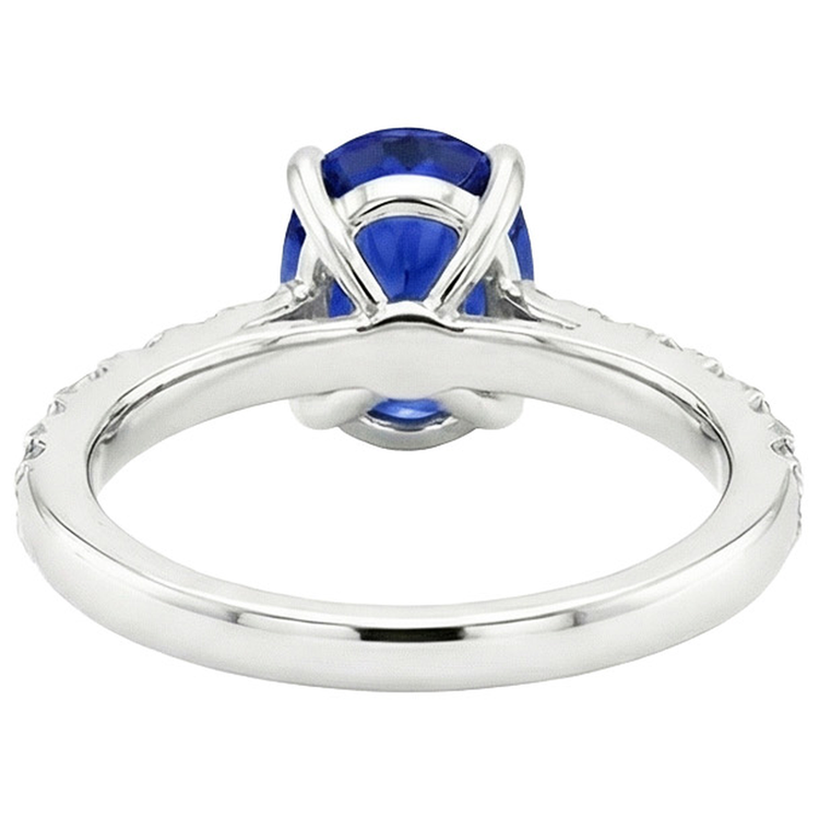 Bague Solitaire Femme Avec Accents Saphir Bleu & Diamants 4 Carats