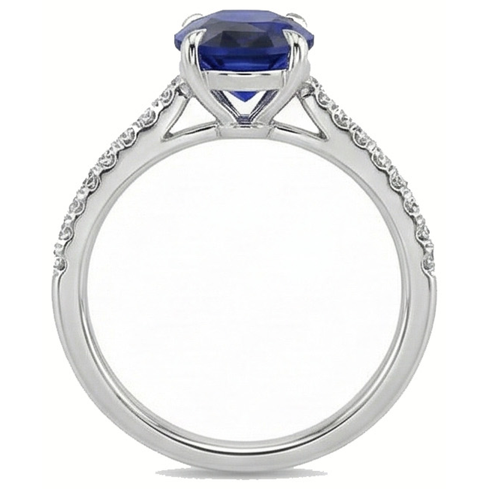 naturel oval saphir 3.50carats bague avec accents diamants