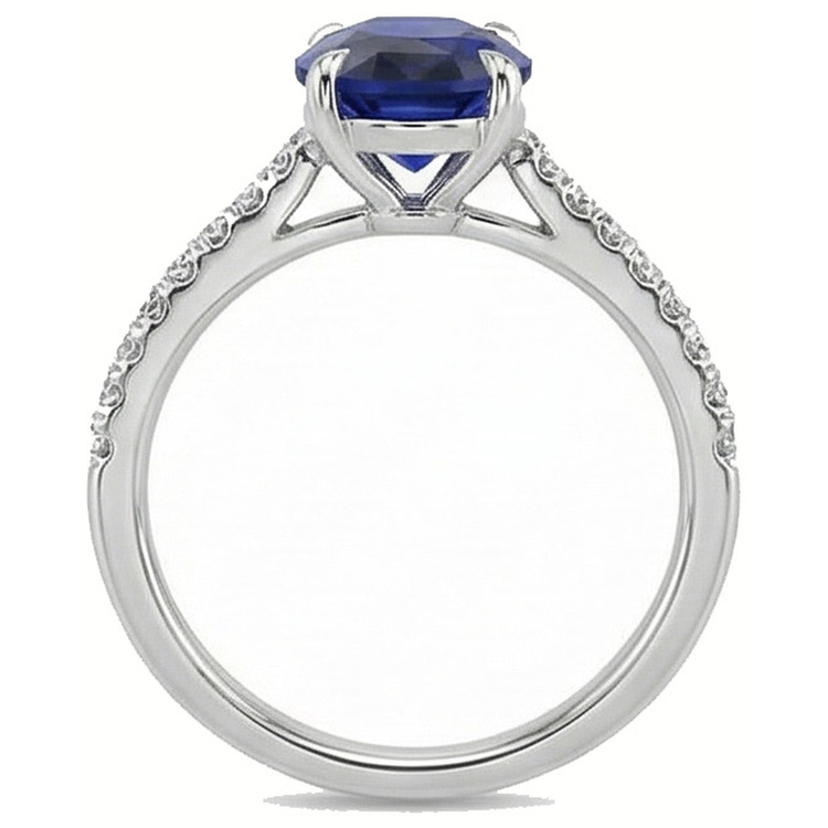 naturel oval saphir 3.50carats bague avec accents diamants