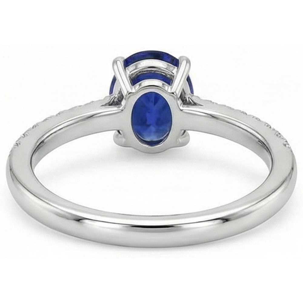 naturel oval saphir 3.50carats bague détail anneau