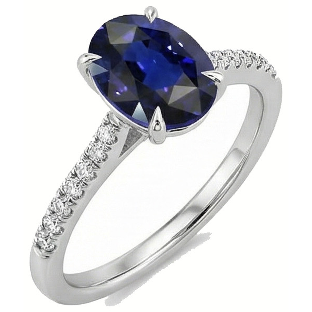 naturel oval saphir 3.50carats bague vue de dessus