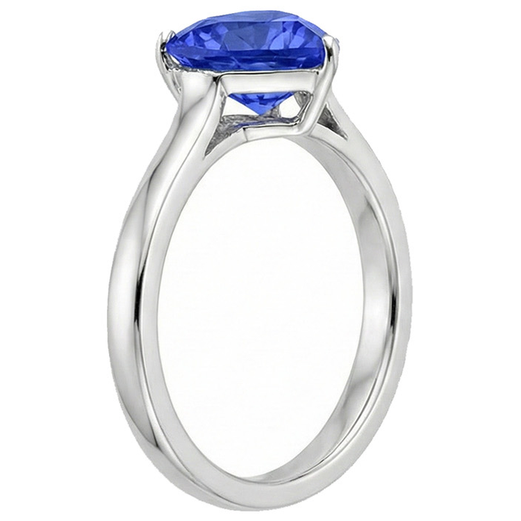 Bague Solitaire Femme Coeur Saphir Bleu Clair Or 14K 2 Carats