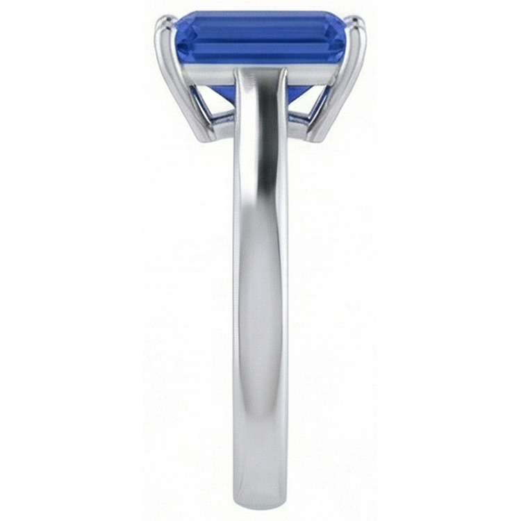 Bague Solitaire Femme Emeraude Bleu Saphir 2 Carats Or Blanc 14K