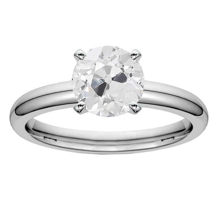 Bague Solitaire Femme Or Blanc Naturel Diamant Taille Ancienne 2.50 Carats