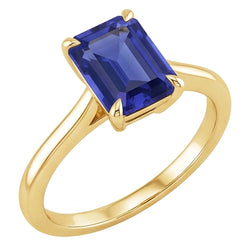 Bague Solitaire Femme Or Jaune Emeraude Ceylan Saphir 2.50 Carats