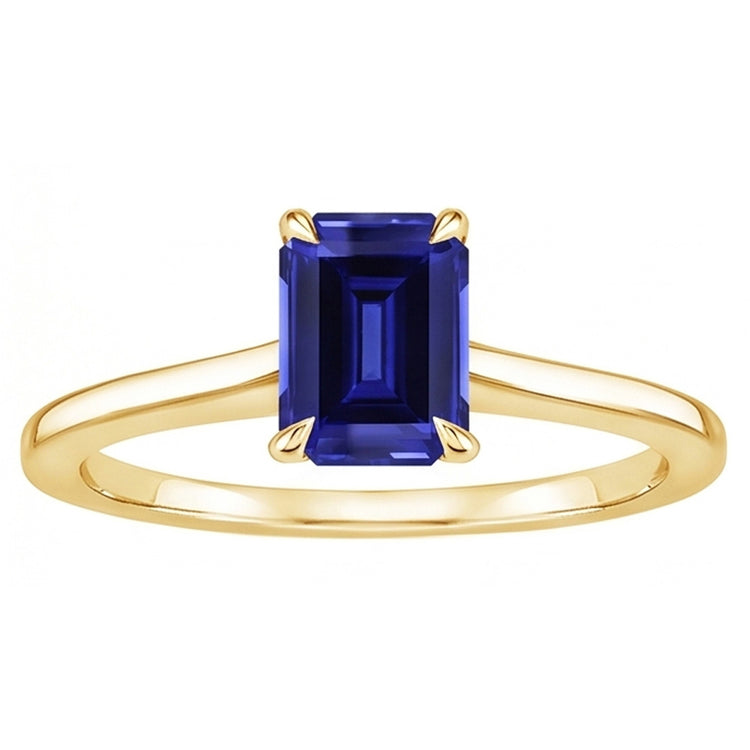 Bague Solitaire Femme Or Jaune Emeraude Ceylan Saphir 2.50 Carats