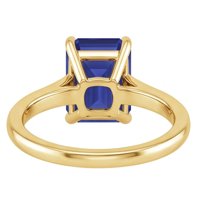Bague Solitaire Femme Or Jaune Emeraude Ceylan Saphir 2.50 Carats