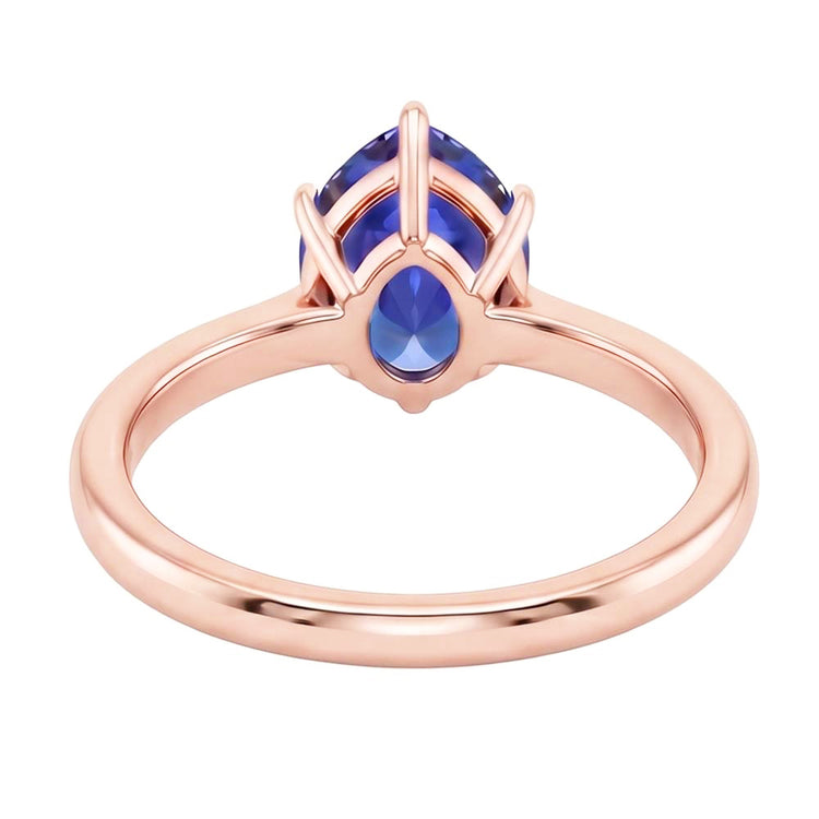 Bague Solitaire Femme Or Rose Poire Ceylan Saphir Sertie De Griffes 4 Carats