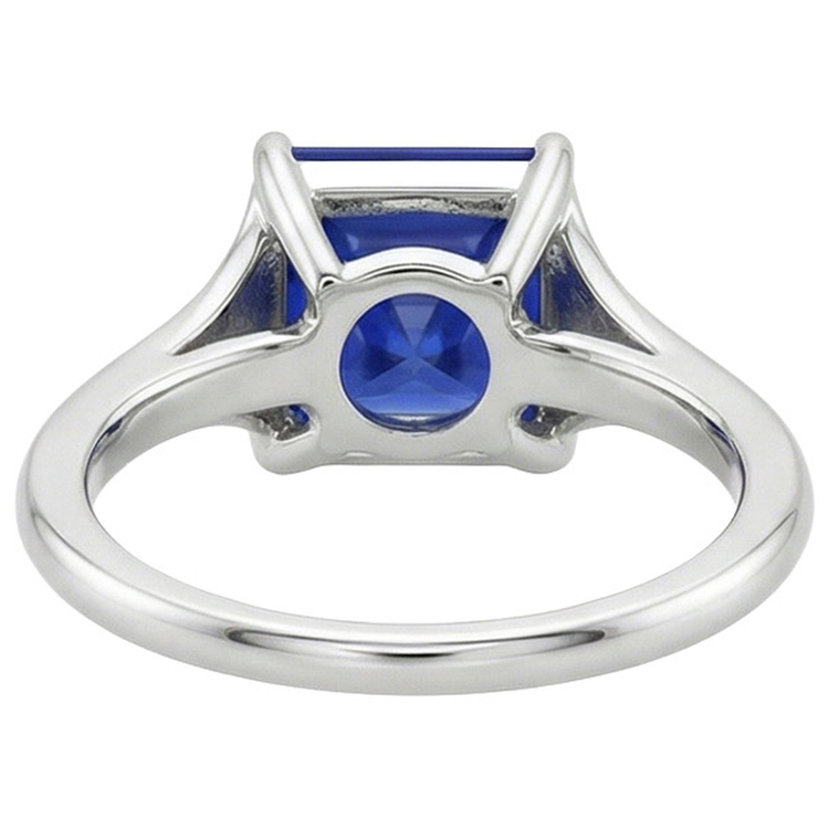 Bague Solitaire Femme Pierres Précieuses Princesse Saphir Sri Lankais 5 Carats