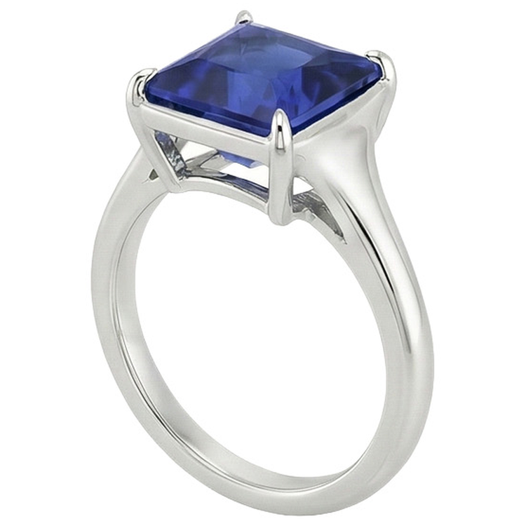 Bague Solitaire Femme Pierres Précieuses Princesse Saphir Sri Lankais 5 Carats