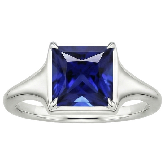 Bague Solitaire Femme Pierres Précieuses Princesse Saphir Sri Lankais 5 Carats