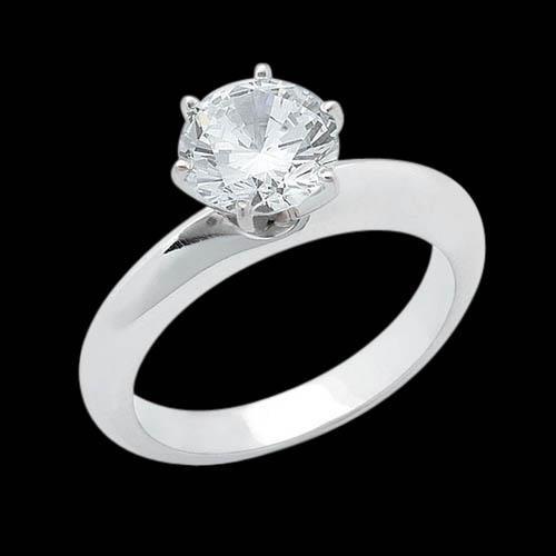 Bague Solitaire Femme Réel Diamant Rond 3 Cts. Or blanc