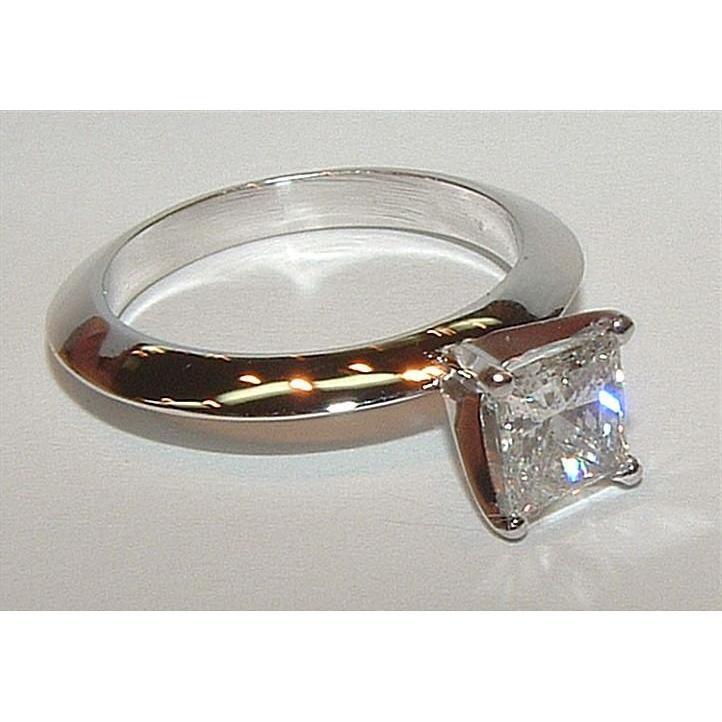 Bague Solitaire Femme Réel Diamant Taille Princesse Or Blanc 1.01 Carat