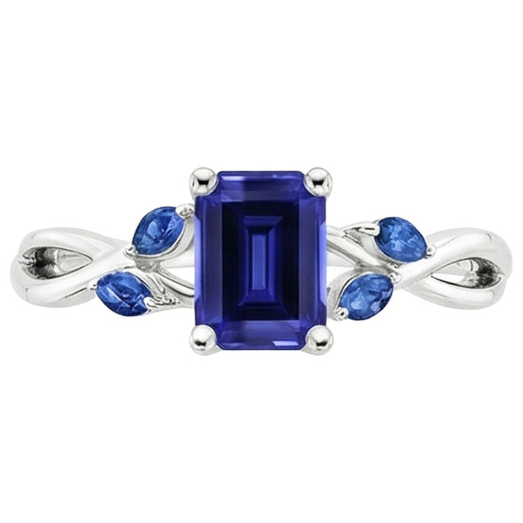 naturel marquise saphir 3.50carats bague vue de profil