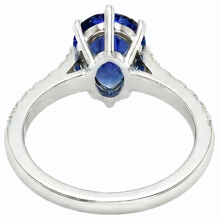 Bague Solitaire Femme Saphir Bleu Poire Avec Accents Diamant 3 Carats