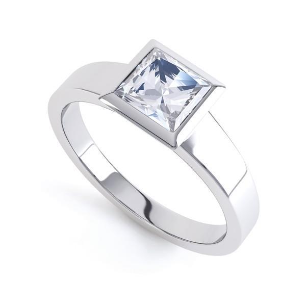 Bague Solitaire Grand Naturel Diamant Taille Ovale 1.60 Carats Or Blanc 14K