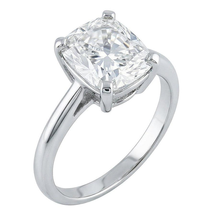 Bague Solitaire Grand Réel Diamant Taille Coussin 3 Carats