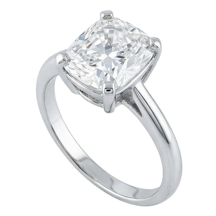 Bague Solitaire Grand Réel Diamant Taille Coussin 3 Carats
